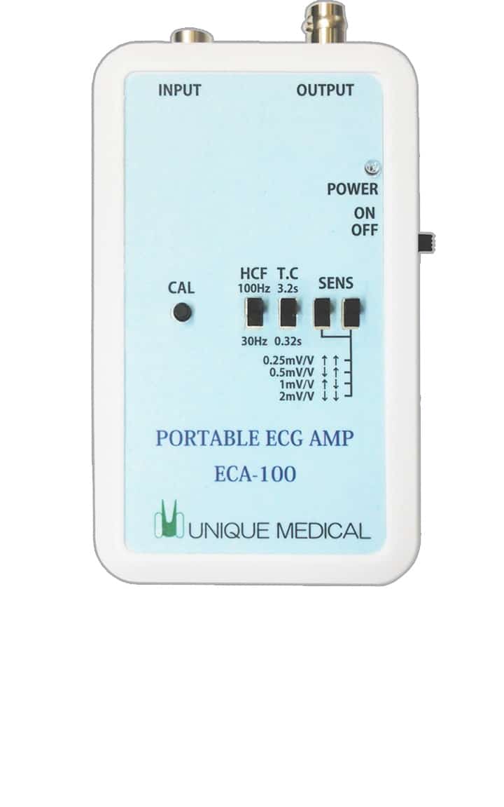 ポータブル心電図アンプ、心電図（ECG）、生理学実習、電気生理実験、ラット／マウス実験、神経科学研究